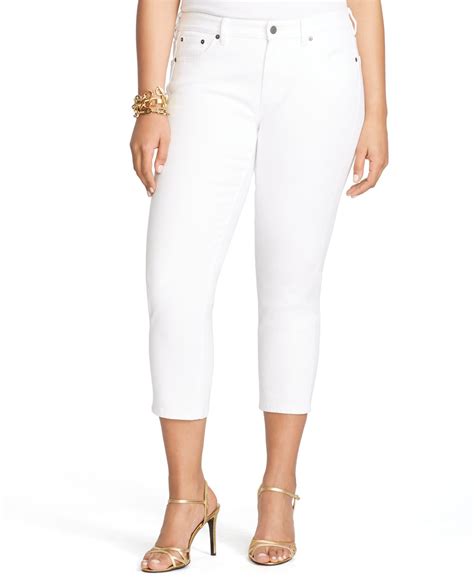 Lauren By Ralph Lauren Plus Size Cropped Jeans In White Lyst