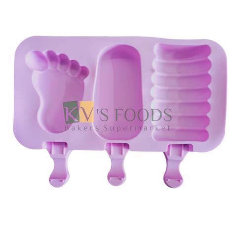 3 Cavity Foot Shape Cakesicle Popsicle Ice Pop Silicon Mould