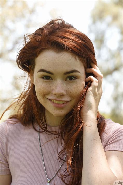 smiling touching hair zishy women model 1080p redhead looking at viewer sabrina lynn