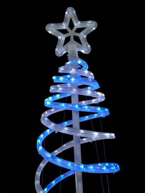 Blue And Cool White Led Rope Light 3d Spiral Christmas Tree With Star 1
