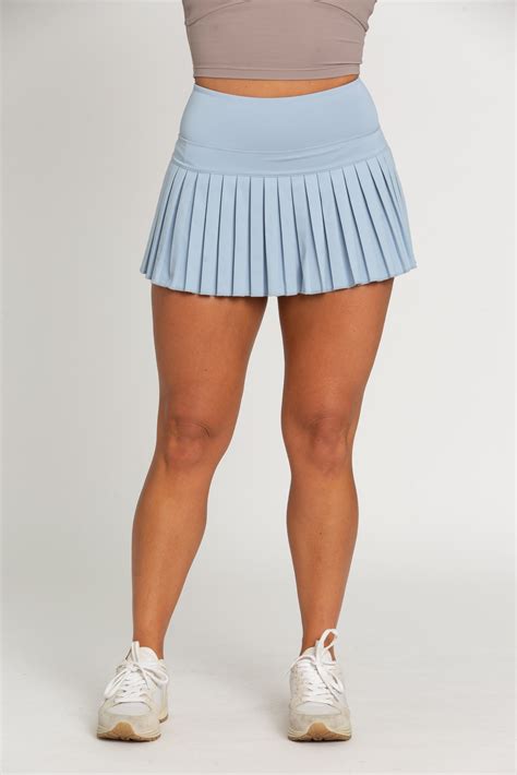 Pale Blue Pleated Tennis Skirt Gold Hinge