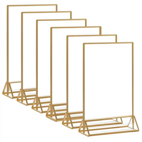 buy hiimiei acrylic gold frames sign holders 4x6 double sided table menu display stand wedding