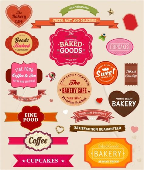 Food Paper Labels Set Vectors Graphic Art Designs In Editable Ai Eps