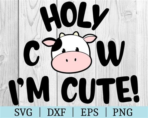 Holy Cow Im Cute Svg Cow Clipart Cut File Cricut Etsy