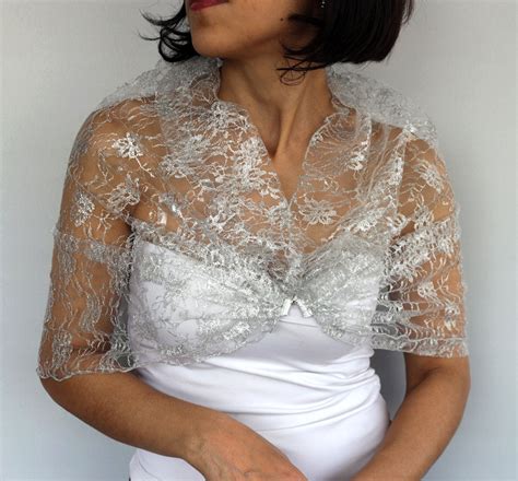 silver lace wrap shrug special occasion shawl bolero french etsy in 2020 special occasion