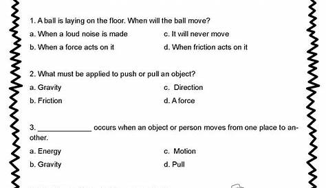 motion and force worksheet answers