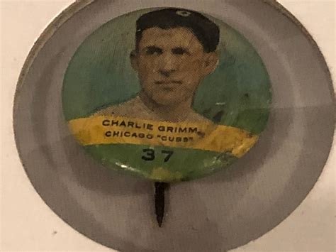 Lot 1932 34 Orbit Gum Pins Numbered 37 Charlie Grimm Chicago Cubs