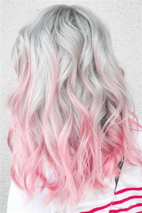 Grey Hair With Pink Ends Pinkhair Ombre ️ Want To Get Pastel Pink