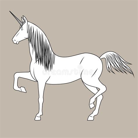 Vintage Engraving Stylized Linear Drawing Of White Unicorn Stock Vector