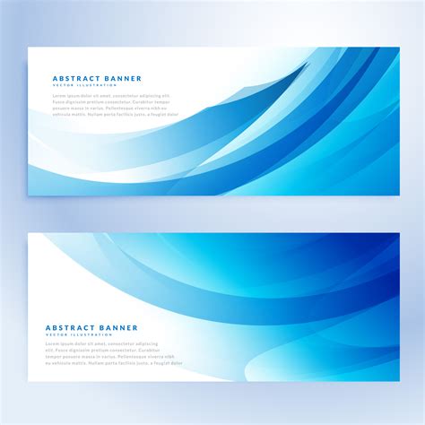 Abstract Wavy Blue Banners Set Download Free Vector Art Stock