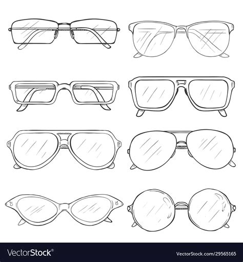 Set Sketch Glasses Eyeglass Frames Royalty Free Vector Image
