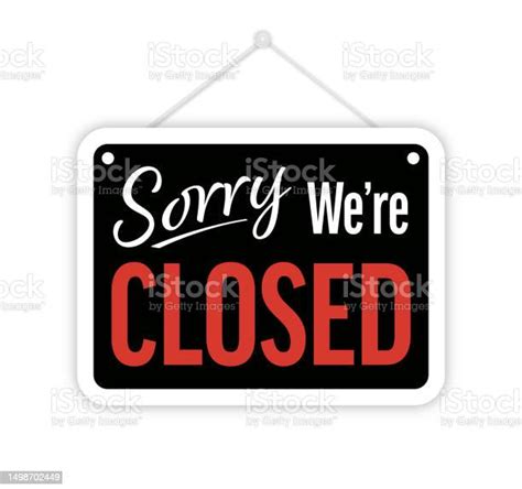 Sorry We Are Closed Door Signboard Vector Set Stock Illustration