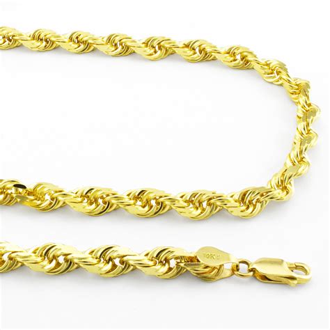 Nuragold 10k Yellow Gold Mens 6mm Diamond Cut Solid Rope Chain Necklace 20 30 Walmart
