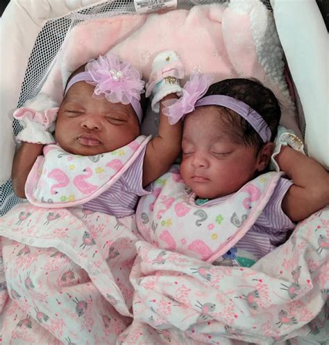 African American Newborn Babies Twins
