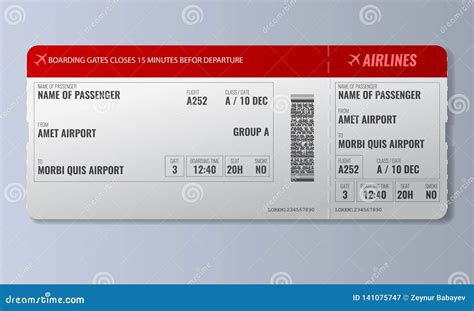 Airline Boarding Pass Or Air Ticket Design Template Realistic Vector Illustration Stock Vector