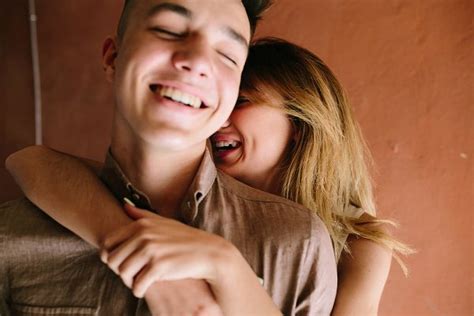 Girl Hugging Guy From Behind High Quality People Images ~ Creative Market
