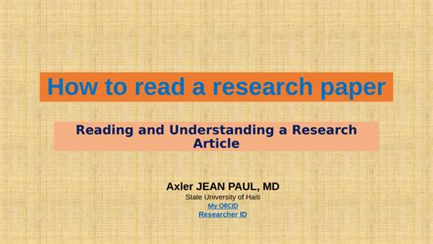 Pdf How To Read A Research Paper