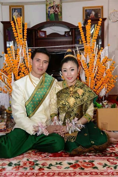 Bride And Groom In Traditional Lao Clothing