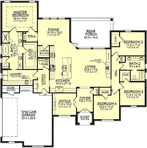 Traditional House Plan 4 Bedrooms 2 Bath 2506 Sq Ft Plan 50 364