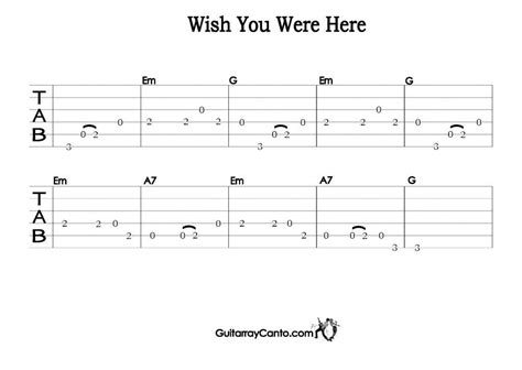 Tab Wish You Were Here Guitarra Y Canto