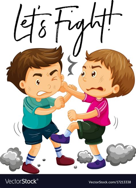 Phrase Lets Fight With Two Angry Boys Fighting Vector Image
