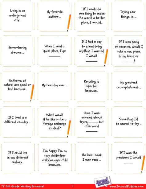 6th Grade Writing Prompts Worksheets