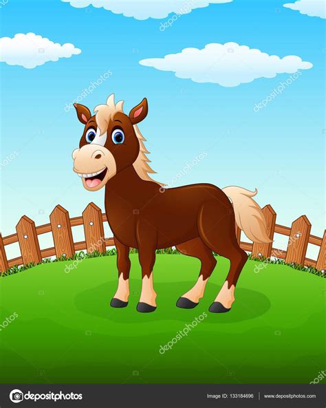Happy Horse Cartoon On The Field Stock Vector Image By ©dualoro 133184696