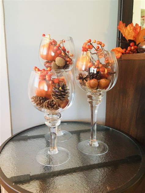 Easiest Fall Centerpiece Ever Fall Centerpiece Wine Glass Centerpieces Martini Glass Centerpiece