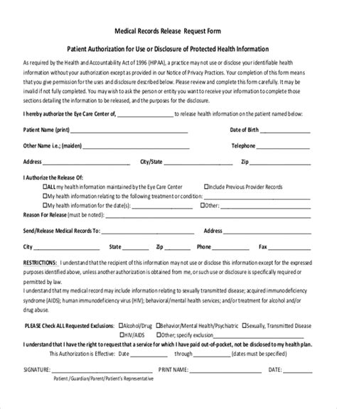 Fillable Medical Records Release Form Doc Printable Forms Free Online