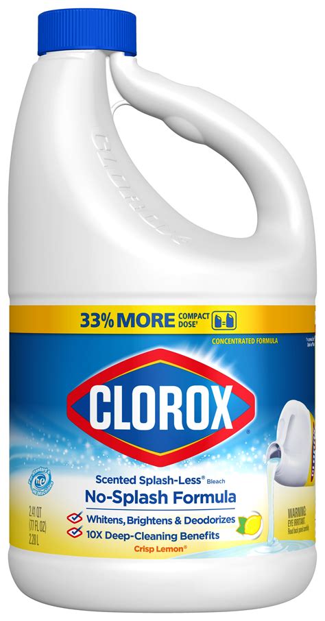 Clorox Splash Less Liquid Bleach Crisp Lemon 77 Ounce Bottle