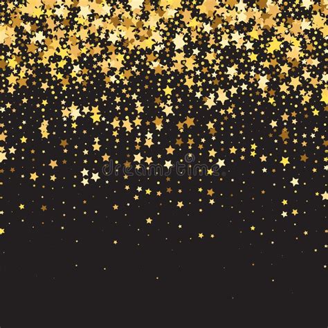 Star Sequin Confetti On Black Background Christmas Party Frame Vector