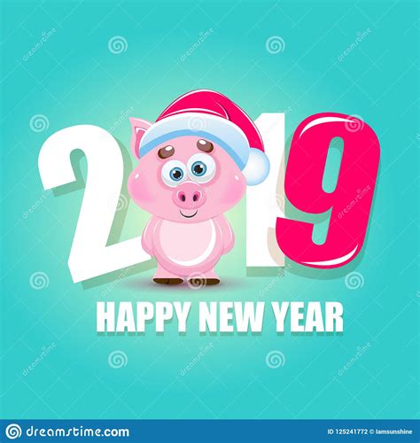 Cute Cartoon Vector Pink Pig Animal Of New Year 2019