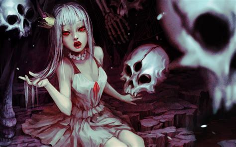 Dark Horror Monster Vampire Skulls Blood Demon Fantasy Wallpaper