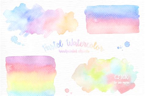 Pastel Watercolor Splashes Clipart By Everysunsun Thehungryjpeg