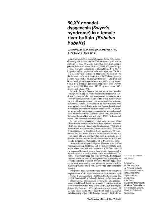 pdf 50 xy gonadal dysgenesis swyer s syndrome in a female river buffalo bubalus bubalis