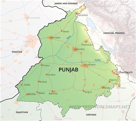 Punjab Map Of India Tourist Map Of English