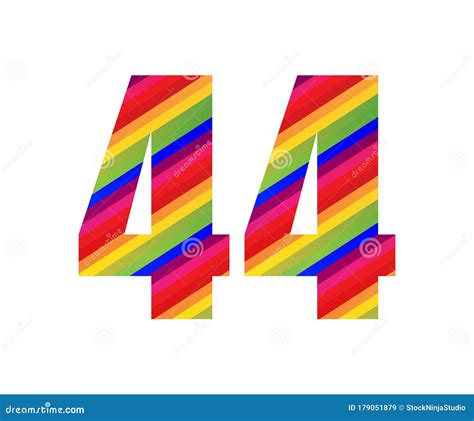 Dígito Numérico Do Estilo Arco íris Com 44 Números Ilustração Colorida