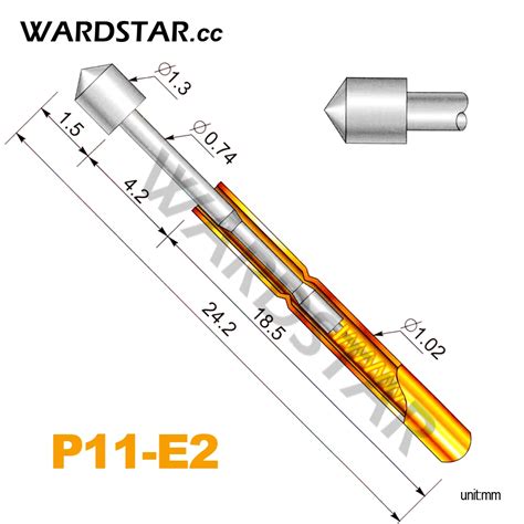 100pcs P11 E2 Dia 1 3mm Spring Test Probes Pogo Pin Length 24 2mm