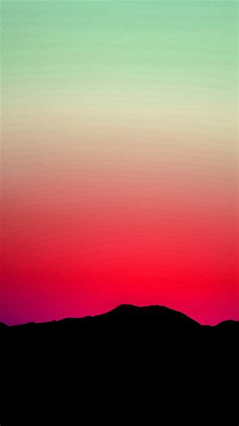 Sunset Sky Minimal Nature Red Green Iphone 8 Wallpapers Free Download