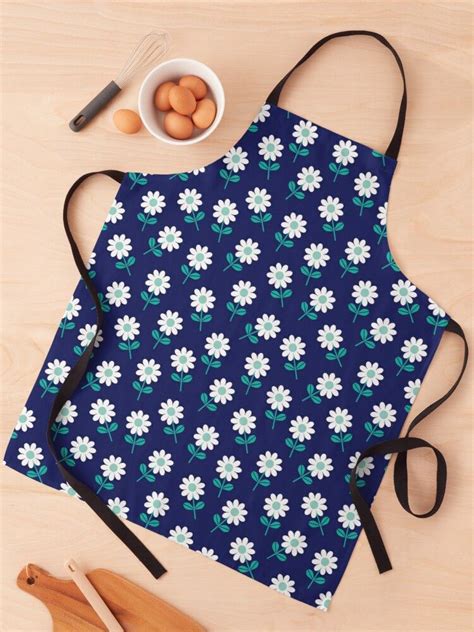 Spring Daisies On Navy Apron By Daisy Beatrice Redbubble Apron