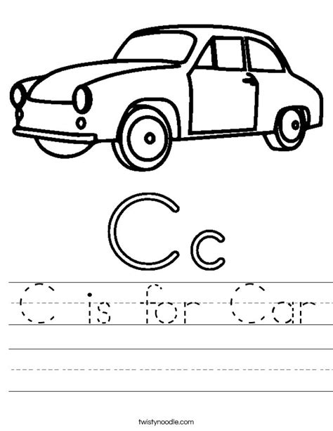 C Is For Car Worksheet Cars Preschool Kindergarten Worksheets