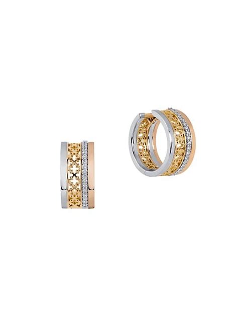Shop Pomellato Iconica 18k Rose Gold And Diamond Huggie Hoop Earrings