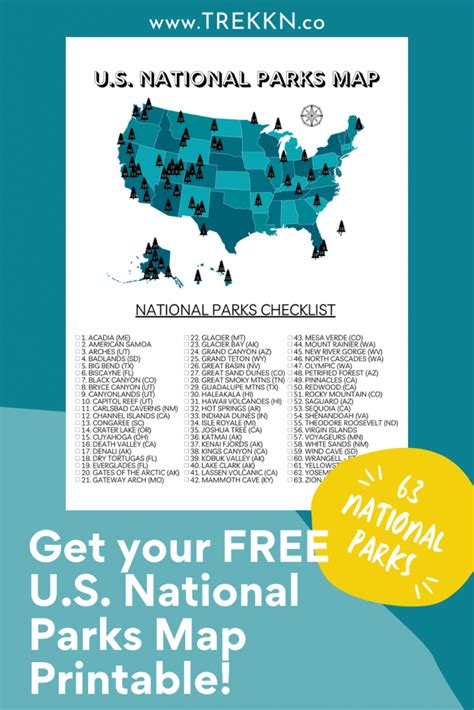 your printable us national parks map with all 63 parks 2021 us national parks map 11x14 print