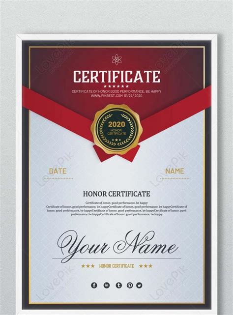 Certificate Of Honor Red Design Template Imagepicture Free Download