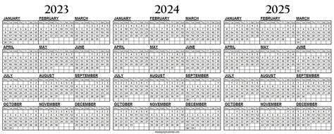 2023 And 2024 And 2025 Calendar Printable 3 Year Calendar Template