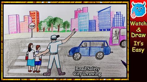 Today we have much more dense traffic but for some reason safety posters are not popular anymore. City Road Safety Drawing for Kids - YouTube