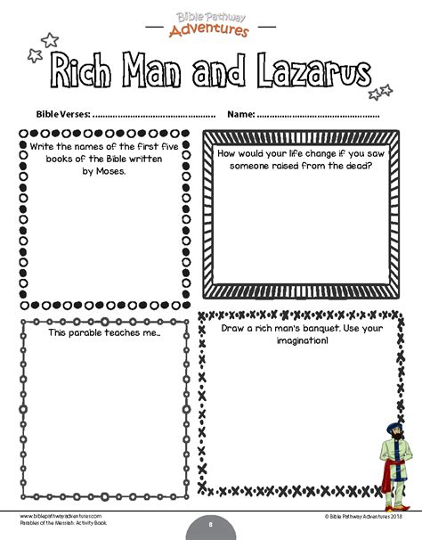 Parable Of The Rich Man And Lazarus Worksheet Instant Download In