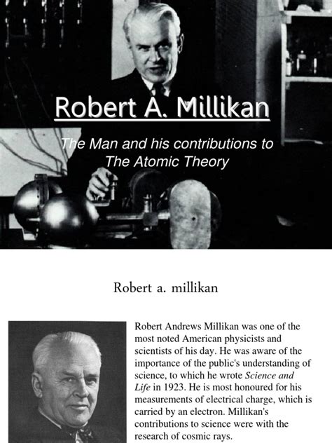 Robert A Millikan Atomic Theory Project Mechanics Physical Sciences
