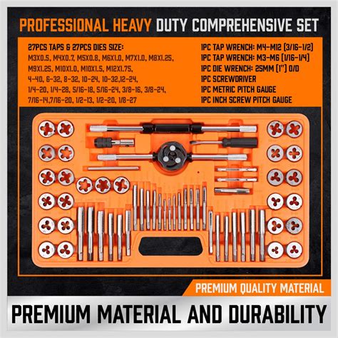 Horusdy 60 Piece Master Tap And Die Set Sae Inch And Metric Sizes