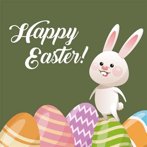 Happy Easter Card With Cartoon Bunny Vector 15 Vector Animal Free